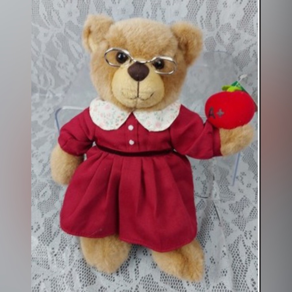 Vintage Teddy Bear Teacher Plush 11" Stuffed